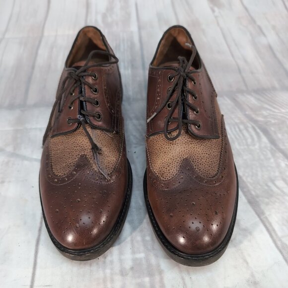 Massimo Dutti Brown Leather Wingtip Brogue Dress Shoes – Men’s EU 44 US 10.5–11 - Picture 1 of 12